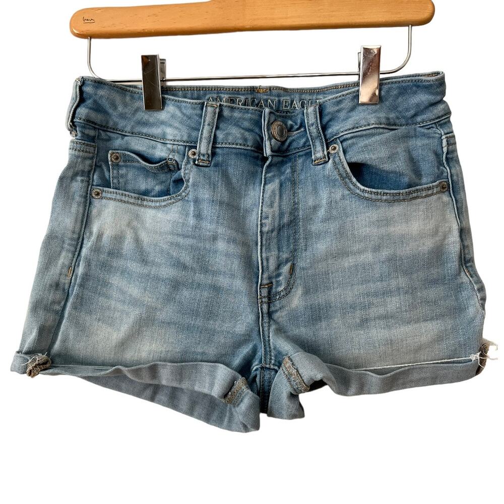 American Eagle hi rise shortie denim jean shorts 8